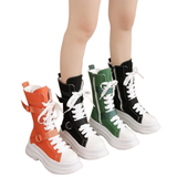Women's Canvas Chunky Platform Boots - Light Pink - Canvas Boots - 40 B - Canvas - image 41