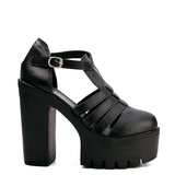 Women's Gothic Punk High Chunky Sandal - Black - Platform Sandals - 35 B - PU Leather - image 12