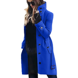 Women's Wool Blend Stand Collar Coat - Blue - Women's Jacket - XXXL - Polyester - image 30