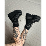 Funki Buys | Boots | Women's Goth Lace Up Platform Wedges