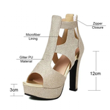 Women's Shimmery High Platform Sandals - Gold - 11.5cm / Sandals - 43 B - PU Leather - image 30