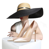 Women's Genuine Leather Fashion High Heels - Beige/Black - 1 / Suede / 12cm / Stilettos - 46 B - Genuine Leather - image 29