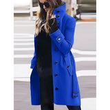 Women's Wool Blend Stand Collar Coat - Khaki - Women's Jacket - XXXL - Polyester - image 26
