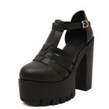 Women's Gothic Punk High Chunky Sandal - Black - Platform Sandals - 35 B - PU Leather - image 19
