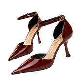 Women's Elegant Kitten Heel Dress Shoes - Claret - 8cm Heels - 43 B - PU Leather - image 1