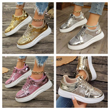 Women's Gold Sequins Platform Sneakers - Light Gold - Sneakers - 43 B - PU - image 23