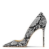 Women's Snake Skin Pattern High Stilettos - Pink/Black 1 - 12cm Heel / Stiletto Shoes - 46 B - PU Leather - image 2