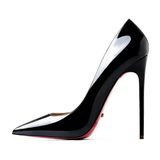 Women's Formal Red Sole Stiletto Pumps - Black - 1 / 12cm Stiletto - 44 B - PU Leather - image 40