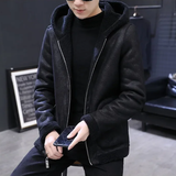 Men's Hooded Winter Faux Leather Jacket - Khaki - Jacket - 8XL - PU Leather - image 16