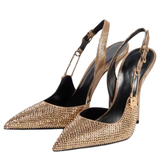 Women's Metallic Beaded High Slingbacks - Gold - 1 6129 / Slingbacks - 42 B - PU Leather - image 20