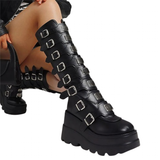 Women's Punk Goth Multi Buckle Boots - Black - Buckle Boots - 43 B - PU Leather - image 3