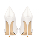 Women's Pearl Leather Wedding Stilettos - White - 1 / 6cm / Bridal Shoes - 41 B - Genuine Leather - image 5