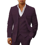 Men's 3 Pcs Linen Summer Wedding Suits - Burgundy - Wedding Suit - 5XL - Linen - image 10