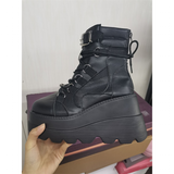 Funki Buys | Boots | Women's Goth Lace Up Platform Wedges