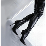 Women's Luxury Thigh High Stiletto Boots - Black - Thigh High Boots - 47 B - PU Leather - image 6