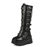 Women's Punk Goth Multi Buckle Boots - Black - Buckle Boots - 43 B - PU Leather - image 2