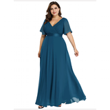 Women's Elegant Chiffon Evening Dress - Teal - Dress - 26 - Polyester Chiffon - image 31
