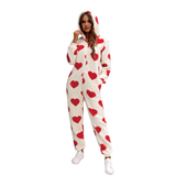 Sleepwear Women's Heart Zip Up Onesee - Deep Red - Onesee - XL - Plush - image 1