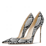 Women's Snake Skin Pattern High Stilettos - Pink/Black 1 - 12cm Heel / Stiletto Shoes - 46 B - PU Leather - image 1