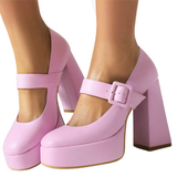 Women's Mary Jane Platform High Heels - Purple - Mary Jane Heels - 10.5 B - PU Leather - image 1