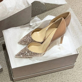 Women's Leather Sequin Glitter Bridal Shoe - Champaign - 4cm / Stilettos - 44 B - Genuine Leather - image 6