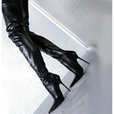 Women's Luxury Thigh High Stiletto Boots - Black - Thigh High Boots - 47 B - PU Leather - image 4