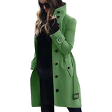Women's Wool Blend Stand Collar Coat - Green - Women's Jacket - XXXL - Polyester - image 34