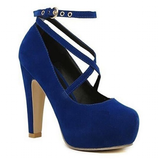 Women's Criss Cross Ankle Strap Platforms - Red - Suede / Stiletto Pumps - 46 B - Suede/PU Leather - image 6