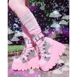 Women's Goth Lace Up Platform Wedges - Black - 1 / Boots - 10.5 B - PU Leather - image 49