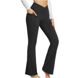 Women's High Waist Yoga Flare Leggings - Black - Yoga Pants - 2XL - Polyester - image 23