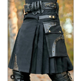 Men's Steampunk Cosplay Larp Utility Kilts - Black - Highland Kilt - 5XL - Polyester - image 5