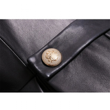 Women's Long Faux Leather Swing Coat - Black - 7XL - PU leather - image 11