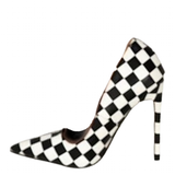 Women's Colored Checkered High Heels - Black/White - 1 / 12cm Heel - 46 B - PU Leather - image 1