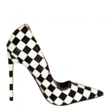 Women's Colored Checkered High Heels - Black/White - 1 / 12cm Heel - 46 B - PU Leather - image 3