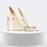 Women's Big Flower Fashion High Stilettos - Beige - 1 / 6cm / Stilettos - 41 B - Genuine Leather - image 19