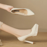 Women's Elegant Patent High Heel Pumps - Beige - 1 / 12cm Heel - 41 B - PU Patent Leather - image 44