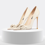 Women's Big Flower Fashion High Stilettos - Beige - 1 / 6cm / Stilettos - 41 B - Genuine Leather - image 14