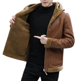 Men's Hooded Winter Faux Leather Jacket - Brown - Jacket - 8XL - PU Leather - image 24
