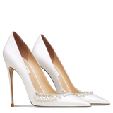 Women's Pearl Leather Wedding Stilettos - White - 1 / 6cm / Bridal Shoes - 41 B - Genuine Leather - image 6