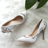 Women's Elegant Silk Formal Prom Stilettos - Gold - Embossed Shoe - 9.5 B - Silk/PU Leather - image 32