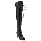 Women's Over Knee Lace Up Dance Boots - Black - Suede Outsole 11cm - 43 B - PU Suede Leather - image 20