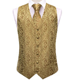 Men's 5 Pcs Premium Gold Vest Tie Set - Dark Gold - 5Pcs Set - MJ-3202_0036 - XXXL - Silk - image 5