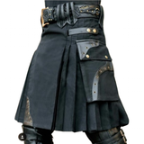 Men's Steampunk Cosplay Larp Utility Kilts - Black - Highland Kilt - 5XL - Polyester - image 1