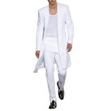 Men's White 2 Pcs Long Jacket Formal Suit - White - Wedding Suit - 6XL - Wedding Suit - Polyester - image 1