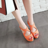 Women's Block Heel High Platform Sandal - Orange - Platform Sandals - 43 B - PU Leather - image 23
