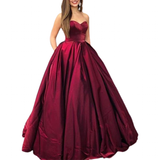 Women's Elegant Long Full Satin Gown - Burgundy - Ball Gown - 18W - Satin - image 1