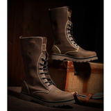 Men's Leather Hiking Boots Hunting Boots - Khaki - 1 / Boots - 45 B - Genuine Leather - image 8