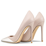 Women's Genuine Leather Fashion High Heels - Beige/Black - 1 / Suede / 12cm / Stilettos - 46 B - Genuine Leather - image 22