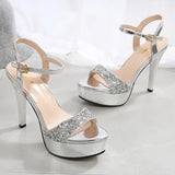Women's Metallic Party Platform Sandals - Gold - Party Platforms - 40 B - PU Leather - image 31