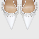 Women's Pearl Leather Wedding Stilettos - White - 1 / 6cm / Bridal Shoes - 41 B - Genuine Leather - image 8